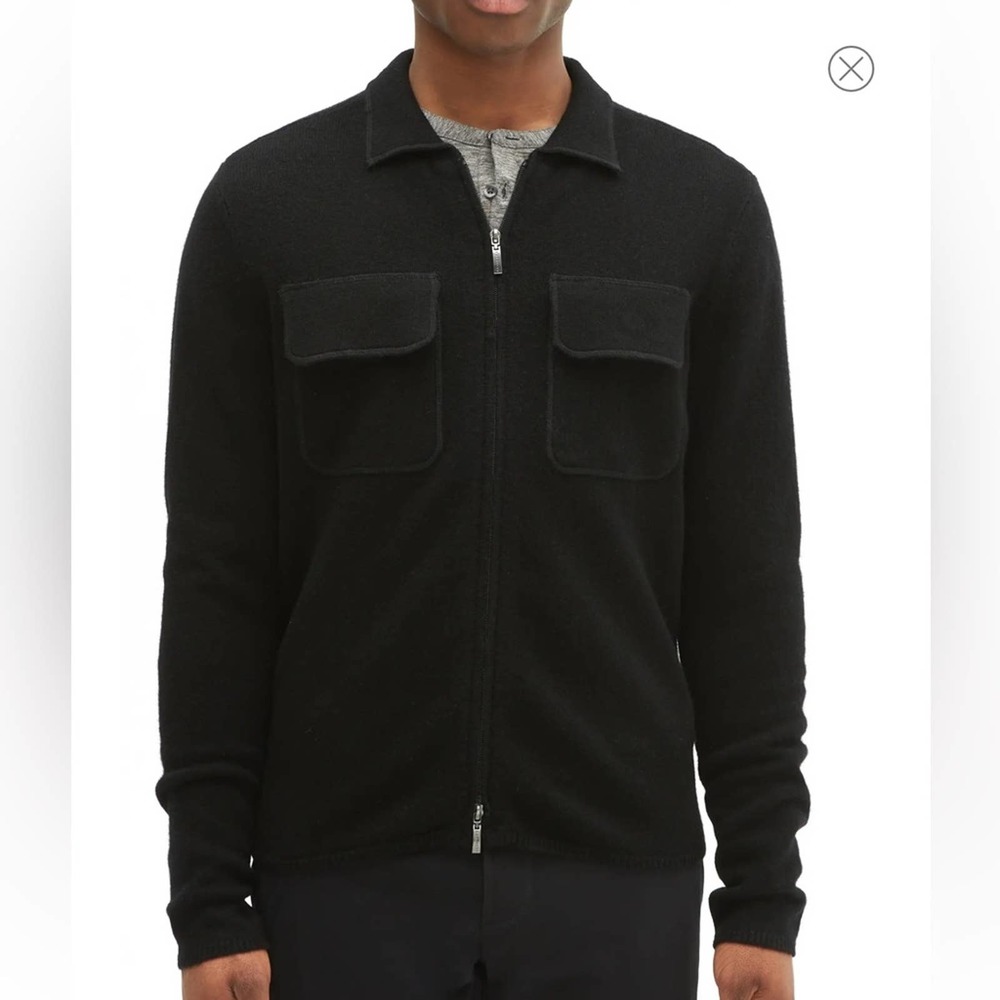 Men's Black Zip-Front Pocket Sweater